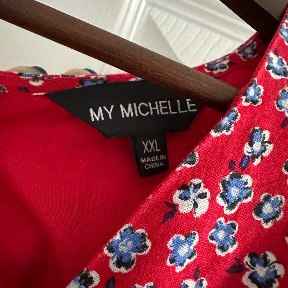 Red, White, & Blue Floral Flutter Sleeve Sundress - Picture 4 of 6